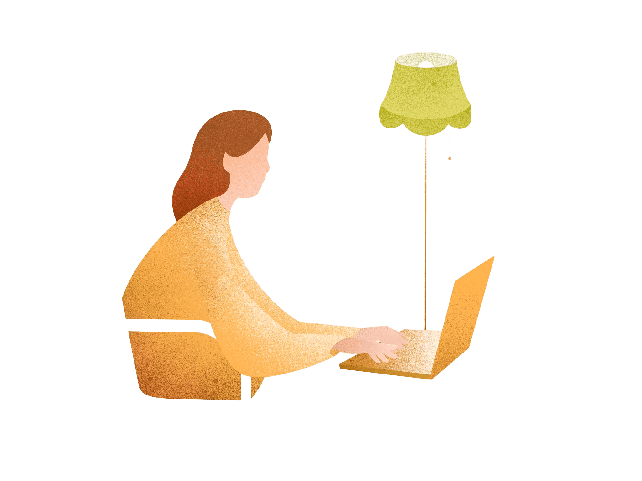 Therapeut*in an einem Laptop mit einer Lampe im Hintergrund